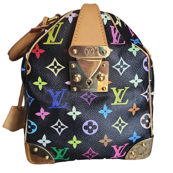 🔥SOLD🔥LOUIS🌻VUITTON Takashi MURAKAMI Black Monogram Multicolore Speedy 30 - Picture 7 of 17